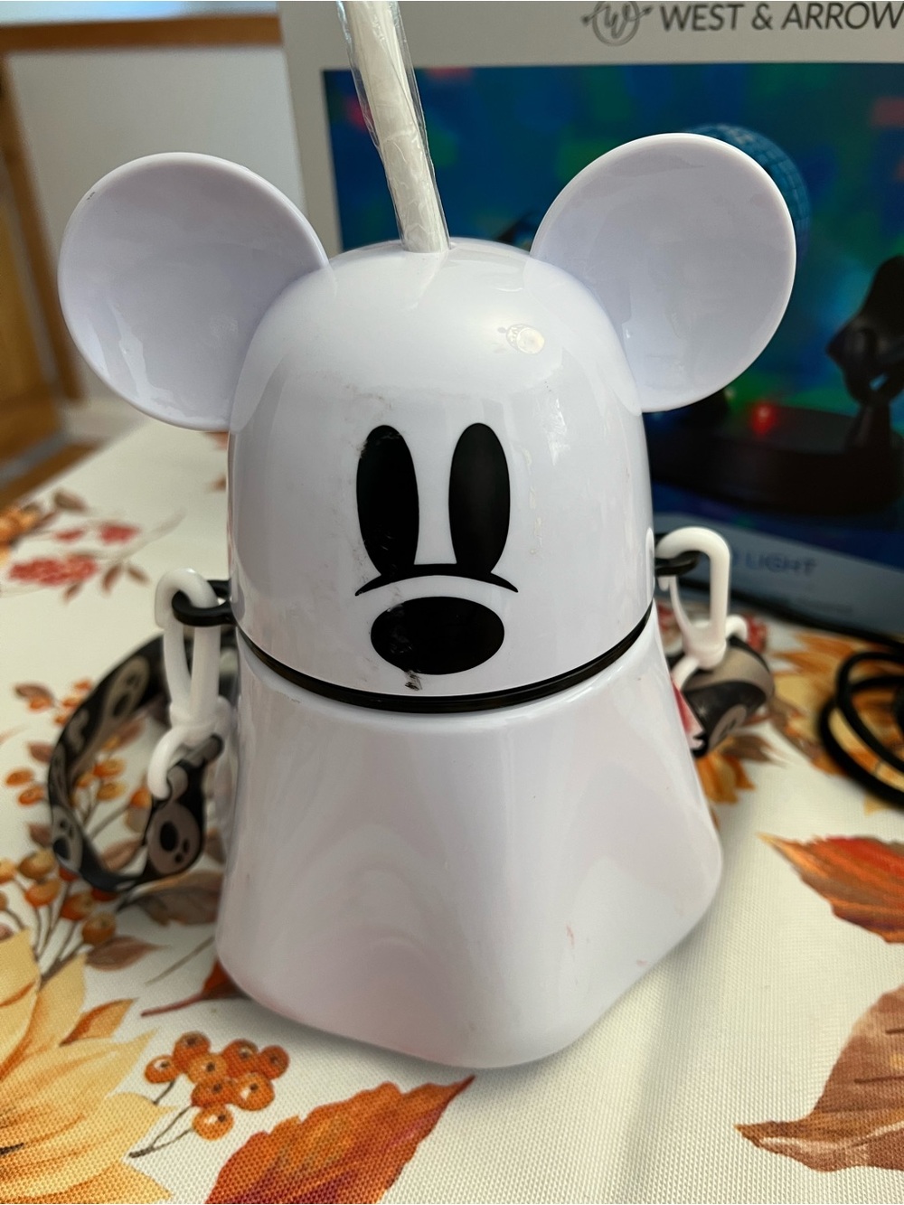 Disney White Cartoon Mouse Water Bottle with Straw